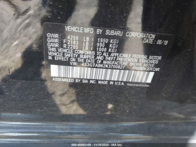 4S3GTAB62K3700827 Subaru Impreza 2.0i
