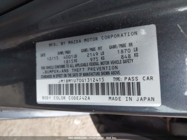 JM1BM1U70G1312415 Mazda Mazda3 I Sport