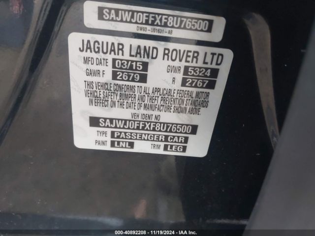 SAJWJ0FFXF8U76500 Jaguar Xf 3.0 Portfolio/3.0 Sport