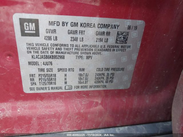 KL4CJASB6KB952968 Buick Encore Fwd Preferred