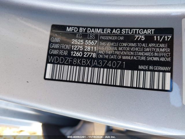 WDDZF8KBXJA374071 Mercedes-Benz Amg E 63 S 4matic