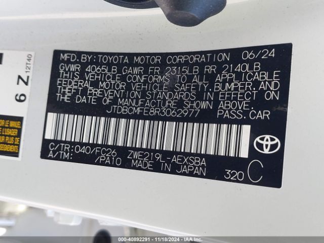 JTDBCMFE8R3062977 Toyota Corolla Hybrid Se