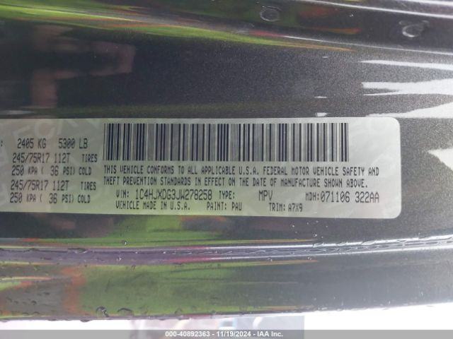 1C4HJXDG3JW278258 Jeep Wrangler Unlimited Sport S 4x4