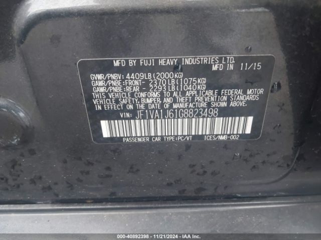 JF1VA1J61G8823498 Subaru Wrx Limited