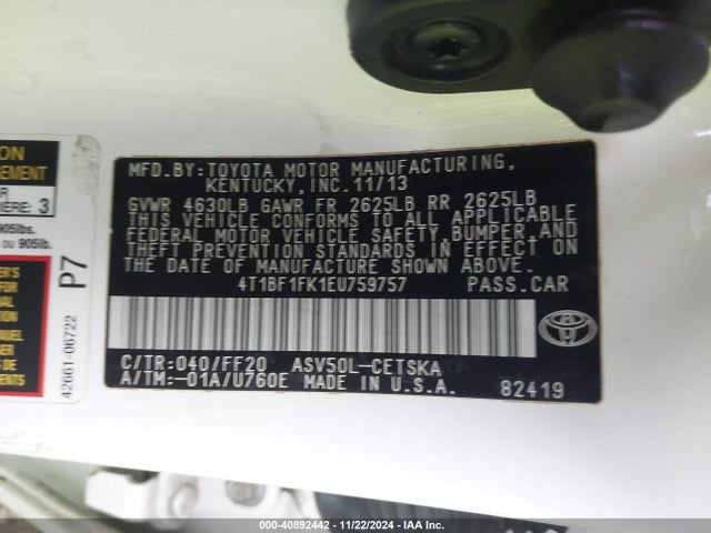 Toyota CAMRY SE 2014 4T1BF1FK1EU759757 Image 9