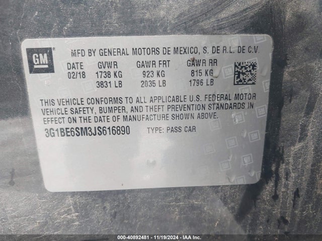 Chevrolet Cruze Lt Auto 2018 3G1BE6SM3JS616890 Image 9