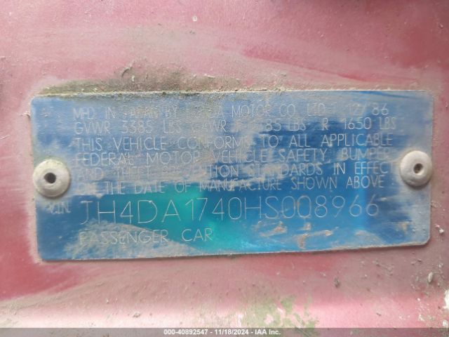 1987 ACURA INTEGRA JH4DA1740HS008966 Photo 8