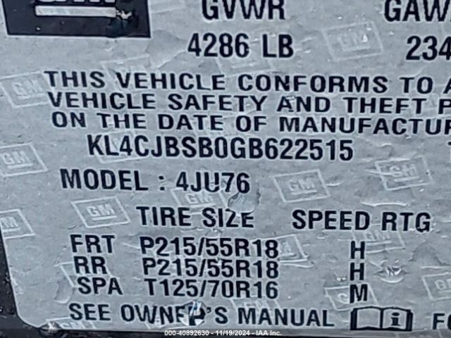 KL4CJBSB0GB622515 Buick Encore Convenience
