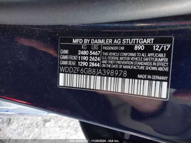 WDDZF6GB8JA398978 Mercedes-Benz E 400 4matic