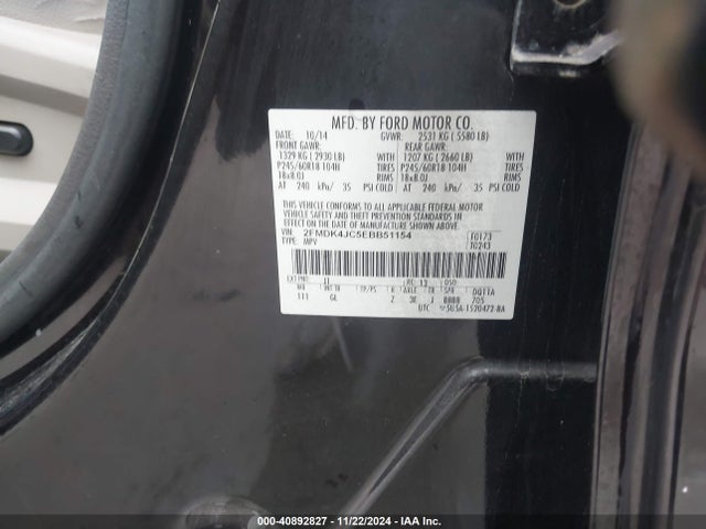 Ford EDGE SEL 2014 2FMDK4JC5EBB51154 Image 9
