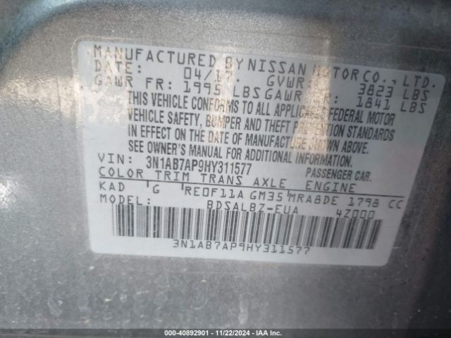 3N1AB7AP9HY311577 Nissan SENTRA S