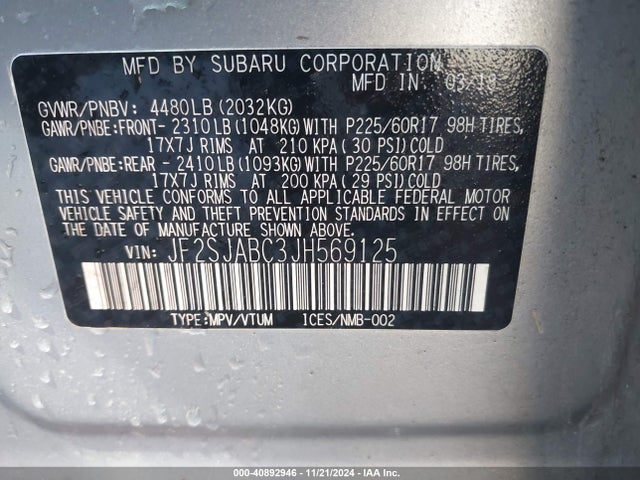 JF2SJABC3JH569125 Subaru Forester 2.5i