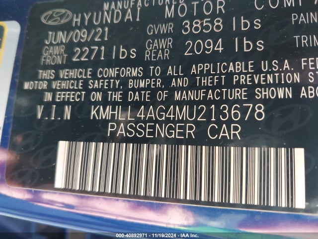 Hyundai ELANTRA SE 2021 KMHLL4AG4MU213678 Image 9