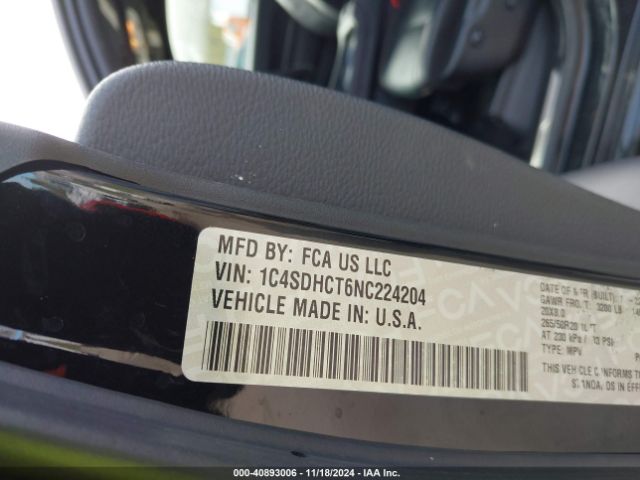 2022 DODGE DURANGO 1C4SDHCT6NC224204 Photo 8