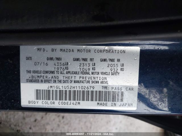 JM1GL1U52H1102679 Mazda Mazda6 Sport