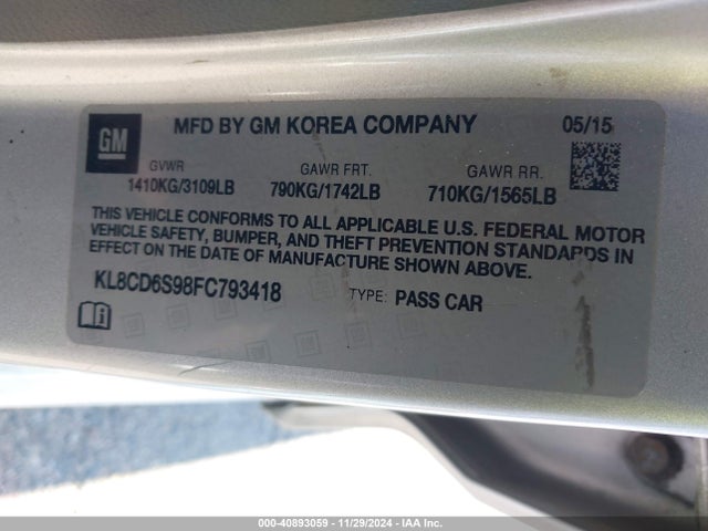 Chevrolet Spark 1lt Cvt 2015 KL8CD6S98FC793418 Image 9