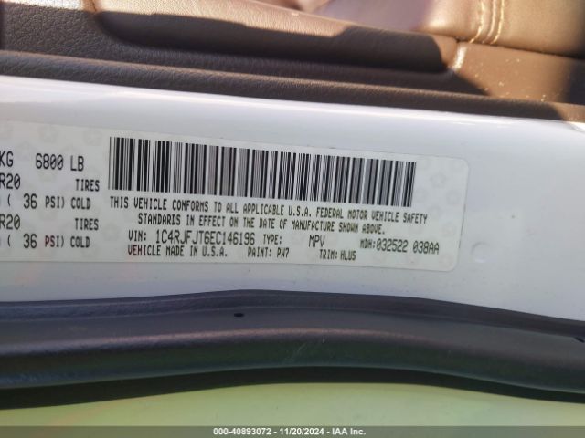 1C4RJFJT6EC146196 Jeep Grand Cherokee Summit