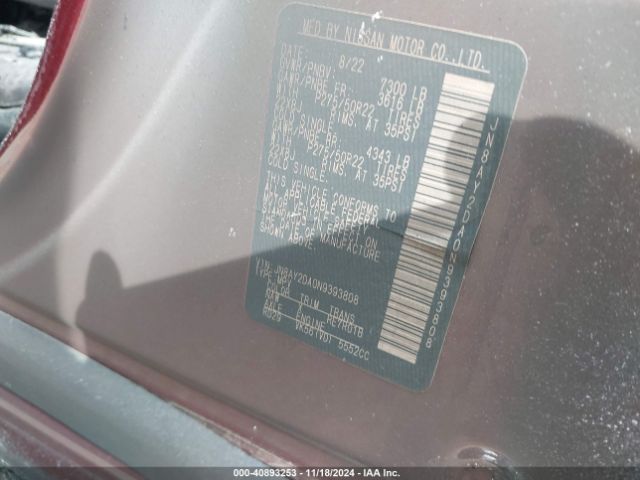 JN8AY2DA0N9393808 Nissan Armada Platinum 2wd