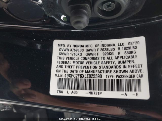 19XFC2F6XLE025590 Honda Civic Lx