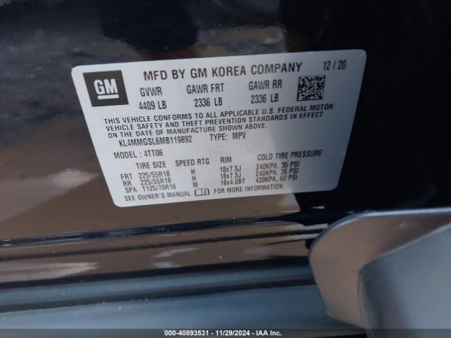KL4MMGSL6MB119892 Buick Encore Gx Awd Essence