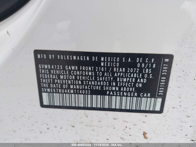 3VWE57BU4KM114032 Volkswagen Jetta 1.4t Sel