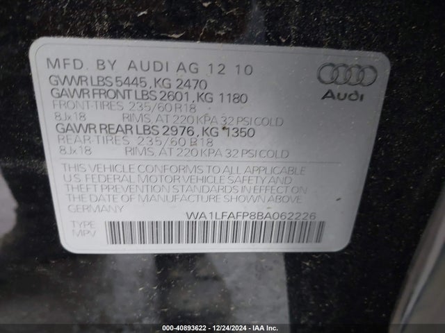 2011 AUDI Q5 WA1LFAFP8BA062226 Photo 8