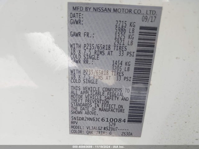 Nissan Pathfinder Sl 2018 5N1DR2MN6JC610084 Image 9
