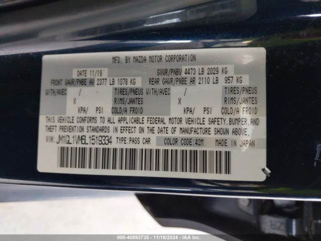 JM1GL1VM6L1519334 Mazda Mazda6 Touring