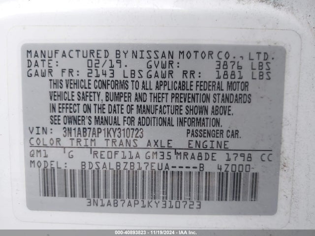 Nissan SENTRA S 2019 3N1AB7AP1KY310723 Image 9