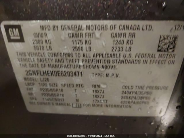 2GNFLHEK0E6203471 Chevrolet Equinox Ltz