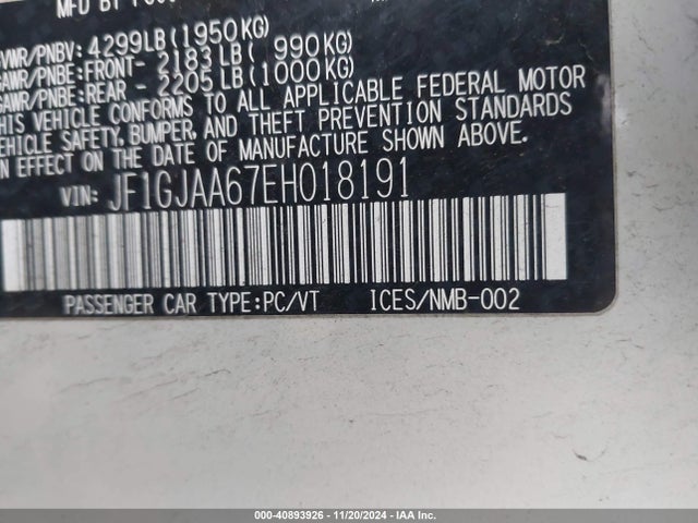 Subaru Impreza 2.0i 2014 JF1GJAA67EH018191 Image 9