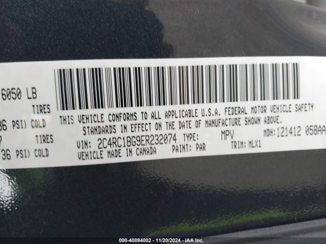 Продаж на аукціоні авто 2014 Chrysler Town & Country Touring, vin: 2C4RC1BG9ER232074, номер лоту: 40894002