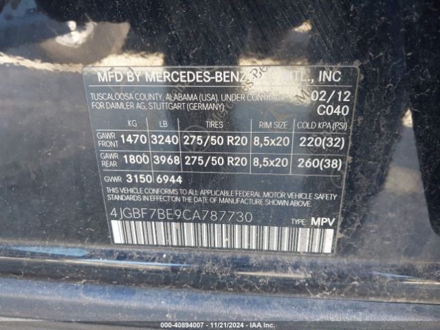 2012 MERCEDES-BENZ GL 450 4JGBF7BE9CA787730 Photo 8