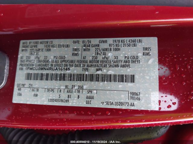 1FMCU0MN4RUA16145 Ford Escape St-line