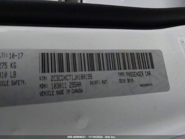 2C3CDXCT1JH180199 Dodge Charger R/t Rwd