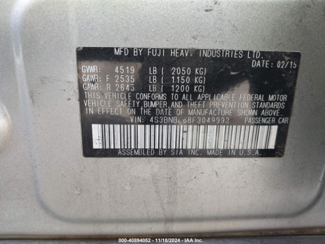 4S3BNBL68F3049993 Subaru Legacy 2.5i Limited