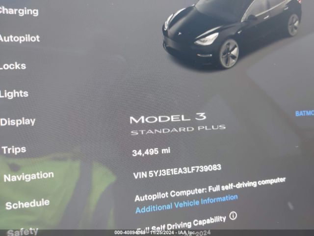 5YJ3E1EA3LF739083 Tesla Model 3 Standard Range Plus Rear-wheel Drive/standard Range Rear-wheel Drive
