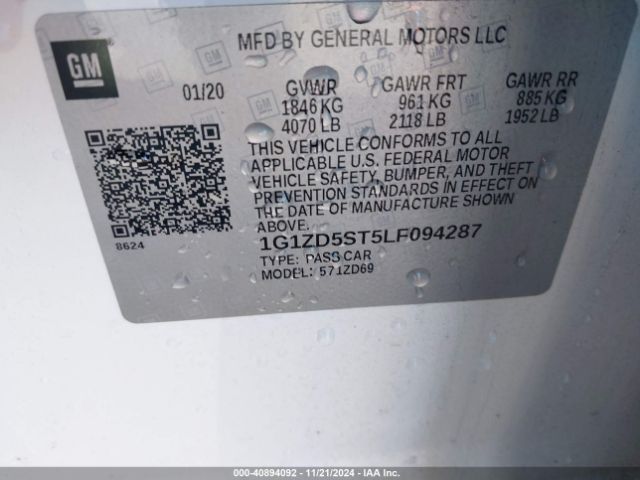 1G1ZD5ST5LF094287 Chevrolet Malibu Fwd Lt