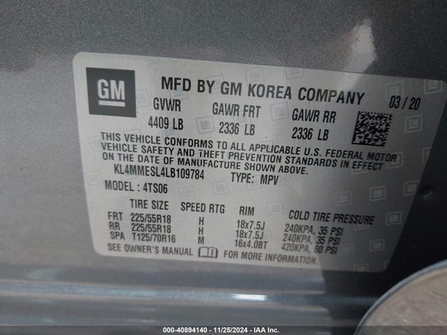 KL4MMESL4LB109784 Buick Encore Gx Awd Select