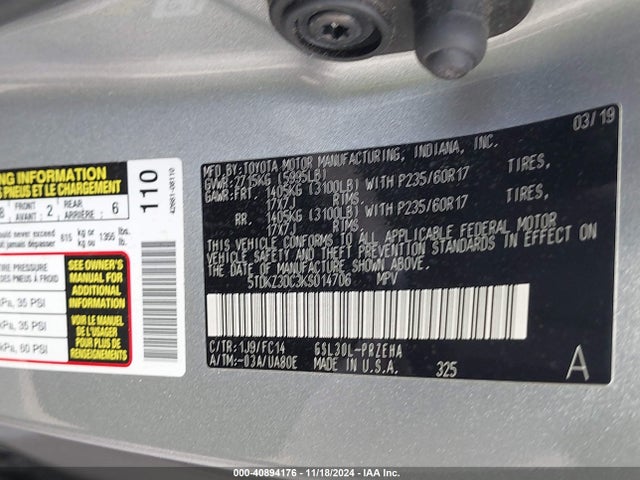 Toyota Sienna Le 8 Passenger 2019 5TDKZ3DC3KS014706 Image 9