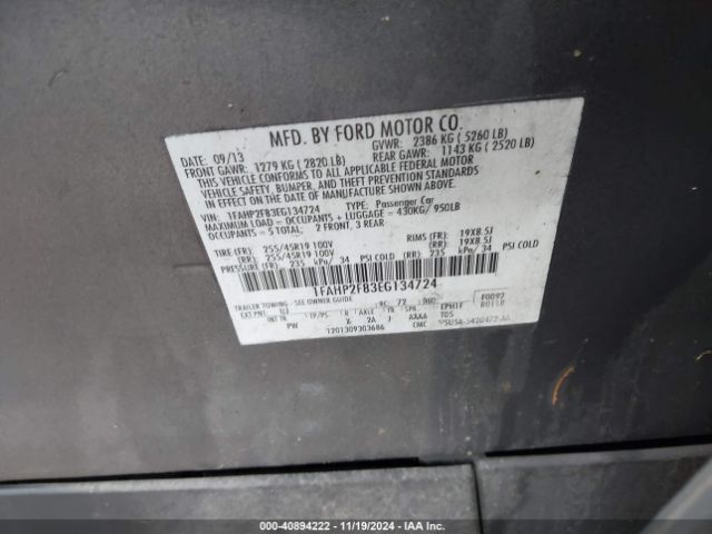 1FAHP2F83EG134724 Ford Taurus Limited