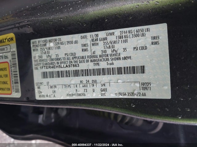 1FTER4EH5LLA97863 Ford Ranger Xlt