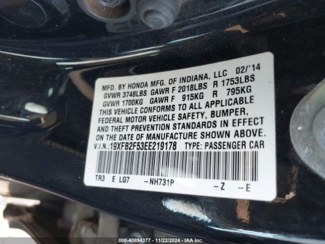 19XFB2F53EE219178 Honda Civic Lx