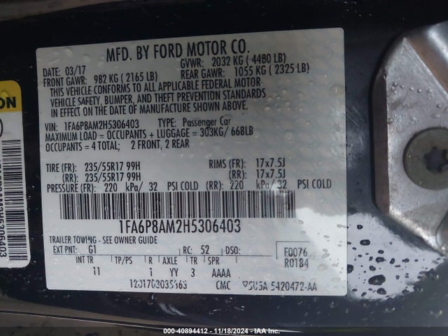1FA6P8AM2H5306403 Ford Mustang V6