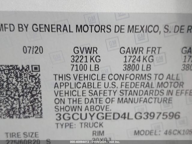 3GCUYGED4LG397596 Chevrolet Silverado 1500