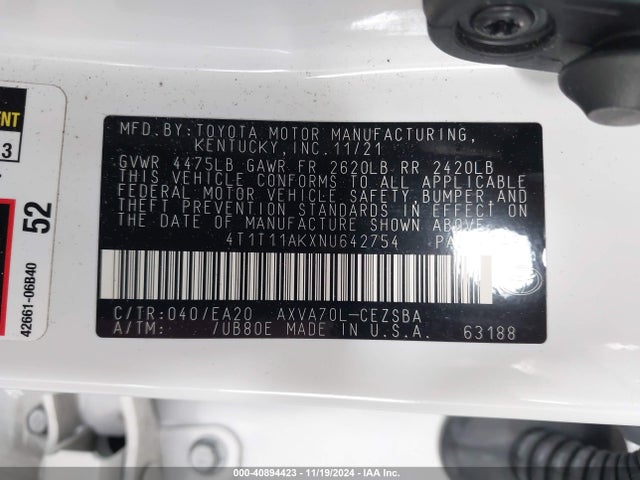 Toyota CAMRY SE 2022 4T1T11AKXNU642754 Image 9