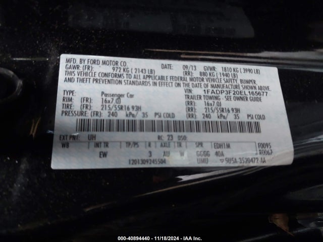 Ford FOCUS SE 2014 1FADP3F20EL165677 Image 9