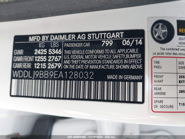 WDDLJ9BB9EA128032 Mercedes-Benz Cls 550 4matic