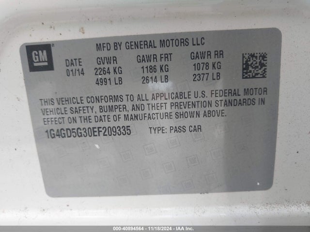 1G4GD5G30EF209335 Buick Lacrosse Premium I Group