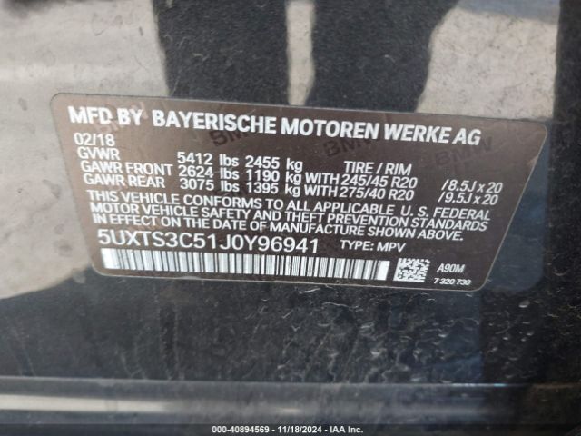 5UXTS3C51J0Y96941 BMW X3 M40i